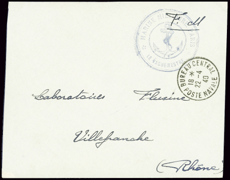 Lettre en franchise avec CAD "Bureau central poste