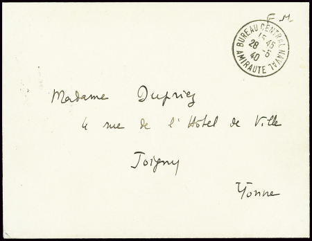 Lettre en franchise avec CAD "Bureau central naval