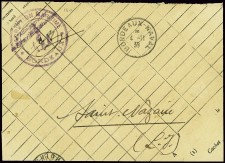 Lettre en franchise avec CAD "Bordeaux naval" (4.1