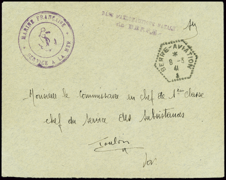 Lettre en franchise avec CAD hex "Berre aviation" 