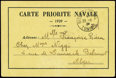 Carte postale sur carton orangé "Carte priorité na