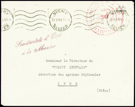 Lettre en franchise avec obl mec de Vichy (1941) +
