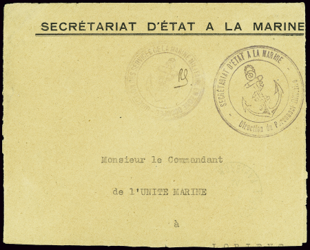 Lettre en franchise avec cachet violet avec ancre 