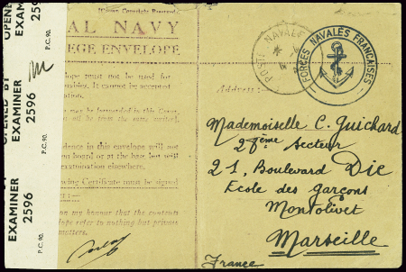 Env en franchise censurée de la Royal Navy avec CA