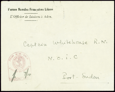 Lettre en franchise avec en-tête "Forces navales f