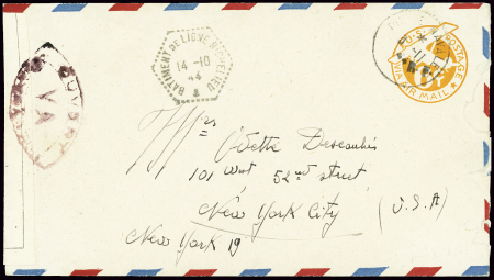 Env entier postal 6c orange USA avec petite surcha