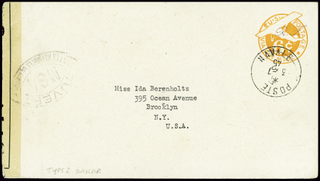 Env entier postal 6c orange USA avec surcharge typ