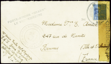 USA n°375 obl grand CAD "US Navy" (1945) sur lettr