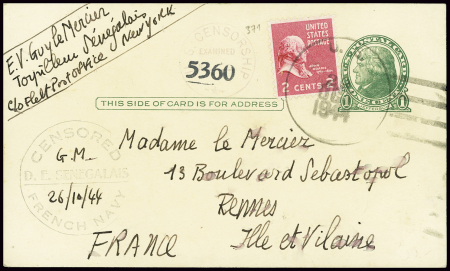 USA n°371 obl grand CAD "US Navy" (29 oct 44) sur 