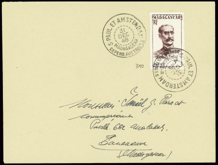 Madagascar n°310, obl CAD "S. Paul et Amsterdam de