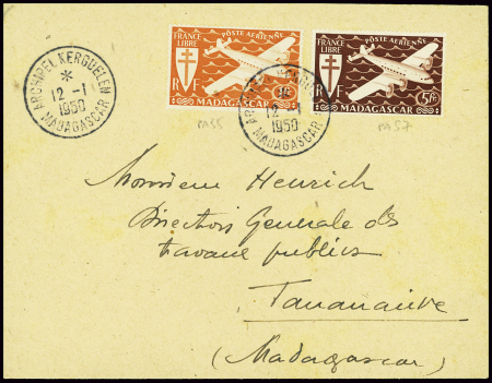 Madagascar PA55 + PA57 obl CAD "Archipel Kerguelen