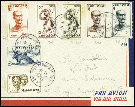 Madagascar n°302 + 303 + 308 + 309 + 310 + 306 obl