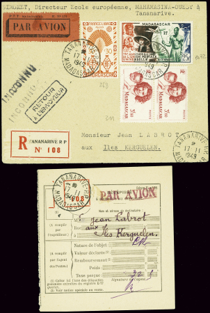 Madagascar n°268 + 311 en paire + PA72 obl Tananar