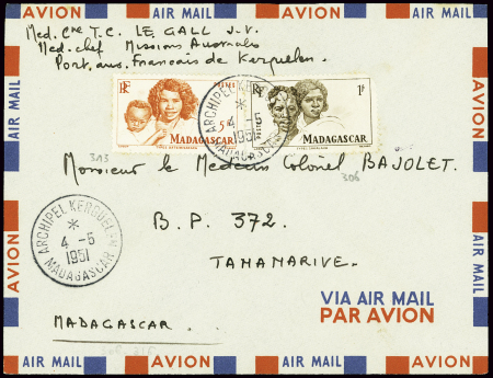 Madagascar n°306 + 313  obl CAD "Archipel Kerguele