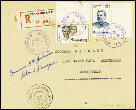 Madagascar n°306 + 317 obl Tananarive RP RP (13.4.