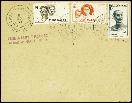 Madgascar n°306 + 309 + 313 obl CAD "S. Paul et  A