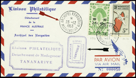 Madagascar n°294 + PA20 obl CAD "Archipel Kerguele