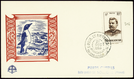 Madagascar n°316 obl CAD "S. Paul et Amsterdam Mad