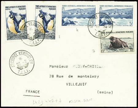 TAAF n°3, 2 pièces + 4 + 7 obl CAD sans millésime 