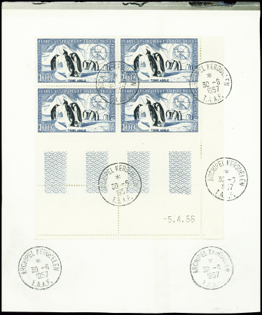 TAAF PA n°3 en bloc de 4 coin daté 5.4.56 obl CAD 