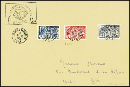 7 lettres dont 5 avec cachet illustré de l'Année G