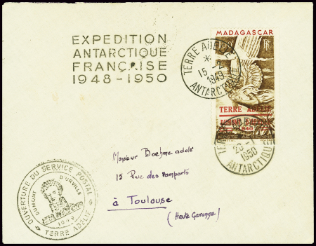 TAAF PA n°1 obl Terre Adélie (15.2.49 et 20.1.50) 