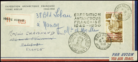 TAAF PA n°1 obl Terre Adélie (15.2.49 et 20.1.50) 