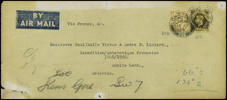 Grande Bretagne n°217 + 222 obl London (12.4.1950)