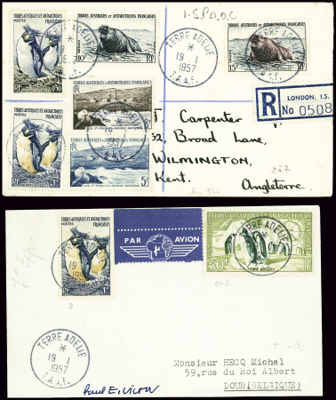 4 lettres dont 2 recommandées obl terre Adélie 19.