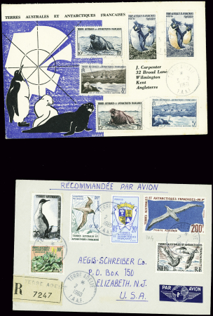 10 plis de Terre Adélie 1960 dont PA2 à 4, AFF var