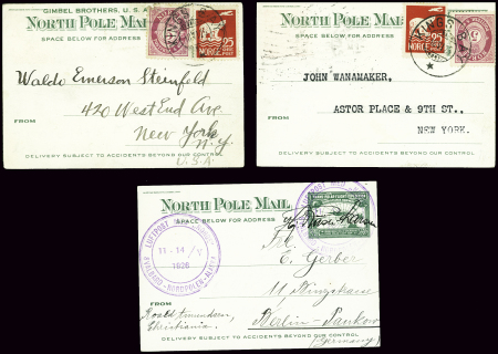 3 petites cartes "North pole mail" 1925 - 1926 don