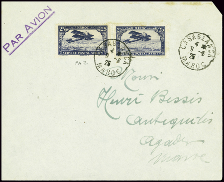 Maroc PA n°2, 2 pièces, obl Casablanca (9.6.25) su