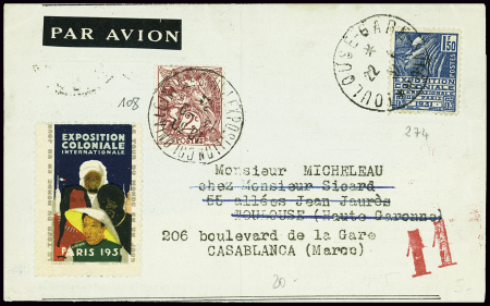 N°108 obl CAD "Exposition coloniale Paris" (1931) 