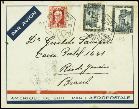 Espagne n°505 + 509, 2 pièces obl Barcelone (20.8.