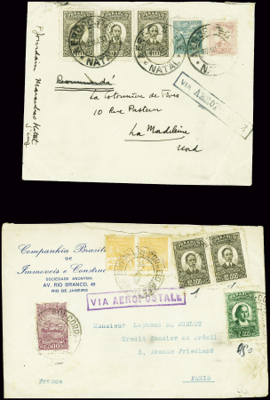 2 lettres Brésil - France (1931) avec griffe encad