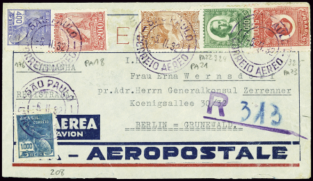 Brésil PA18 + PA21 + PA22 + PA23 obl CAD "Sao Paul