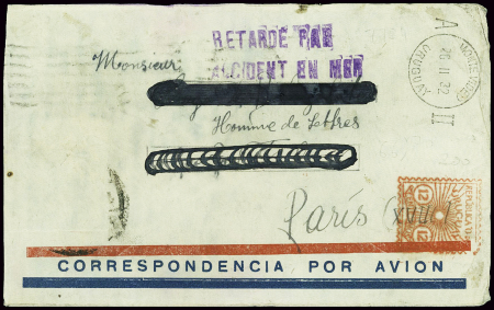 Lettre de Montevideo pour Paris (204ème amfra) ave