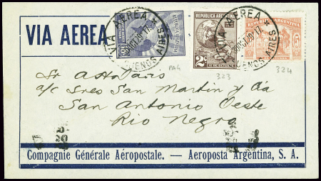 Argentine n°323 + 324 + PA4 obl Buenos Aires (30.1