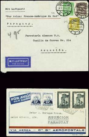 Paraguay : 2 lettres Espagne - Asuncion (31.12.193