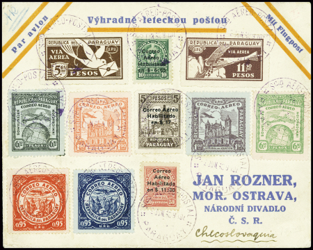 2.6.1930 Asuncion - Tchécoslovaquie. Lettre recomm