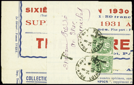 N°111 en paire surchargée "T"  obl Pornichet (1933