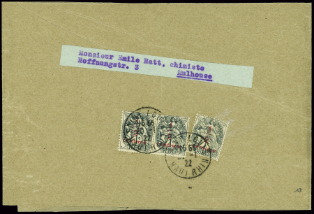 N°157, bande de 3, obl Saint Louis Haut Rhin (1922