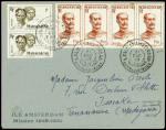 Madagascar n°306 en paire + 308, bande de 3 obl CA