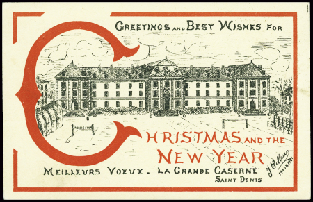 CP spéciale illustrée de vœux d'un interné anglais