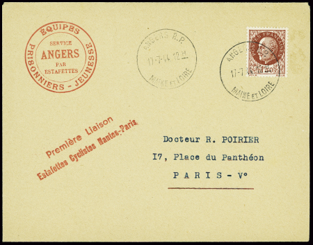 N°517 obl Angers RP Maine et Loire (17.7.44) sur l