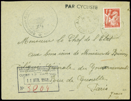 N°433 obl Athis Mons (1941) sur lettre adressée au