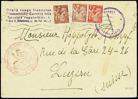 N°433 + 652, 2 pièces obl Paris 71 (juillet 1945) 