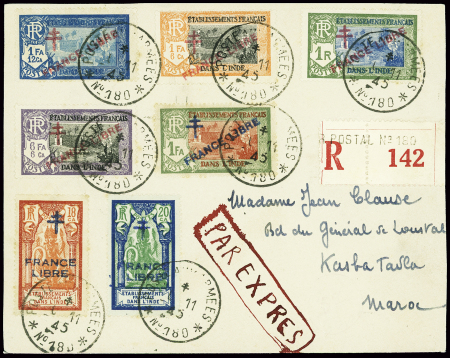 Divers Inde française surchargés France Libre obl 