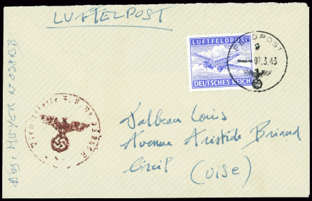 Timbre bleu Luftfeldpost obl CAD "Feldpost" (7.3.4