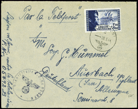 France n°565, 1F20 + 8F80 bleu Legion tricolore ob